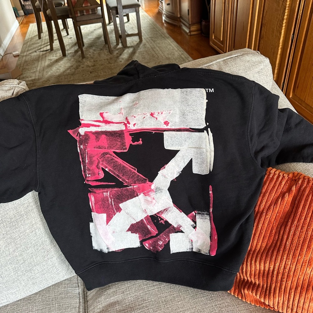Off-White Black Sweatshirt with Pink and White Design